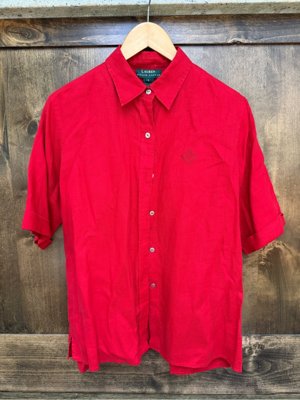 Lauren Ralph Lauren| 100% Linen| Red Button Front Shirt| Women’s L